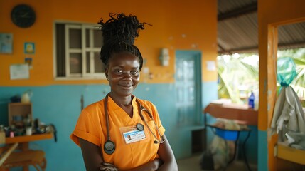 Wall Mural - A nurse in a rural clinic, providing medical care to underserved communities.