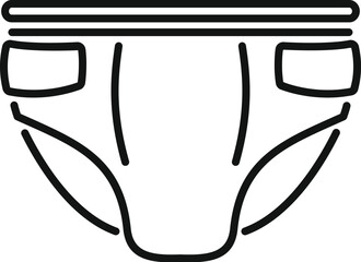 Poster - simple black and white line drawing of an adult diaper, suitable for representing concepts of incont