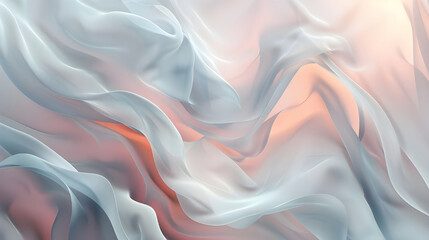 Poster - A serene abstract image featuring soft wave patterns in gentle pastel hues of pink and white, creating a calming and elegant effect.