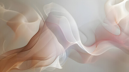 Poster - Soft pastel abstract fluid waves in gentle hues of beige and pink, creating a serene and calming visual effect.
