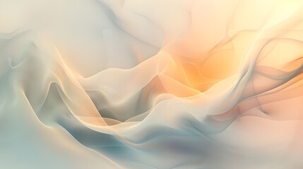 Poster - Soft pastel abstract fluid waves in gentle hues of beige and pink, creating a serene and calming visual effect.