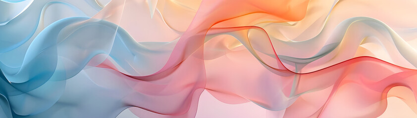 Poster - Soft pastel colored abstract waves flowing seamlessly, creating a serene and calming visual effect with gentle curves and gradients.