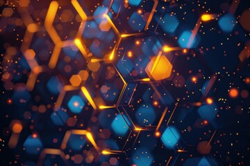 Poster - Abstract hexagonal design with illuminated effects
