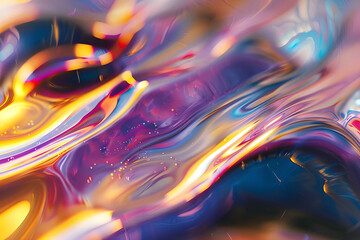 Poster - Abstract fluid art featuring a blend of blue and purple hues with a glossy, smooth texture, creating a mesmerizing effect.