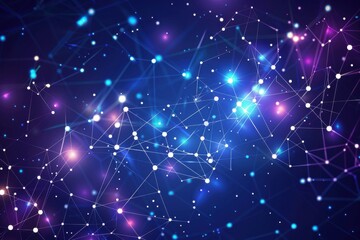 Poster - Polygonal network connection lines and dots background design. Global system graphic vector for data transfer technology