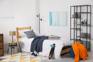 Poster - Teen's room interior with modern furniture and beautiful picture on wall