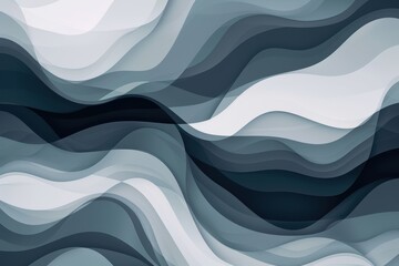Poster - Contemporary graphic design featuring smooth curvilinear waves in light gray, dim gray, and dark gray shades. Suitable for use as a card, wallpaper, or background texture