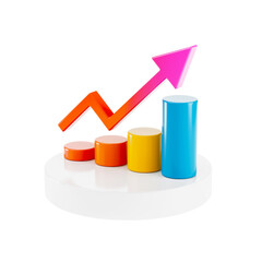 Fototapete - Graph Bars Going Up with Arrow. 3d Rendering