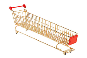 Poster - Extra Long and Large Golden Shopping Cart Trolley. 3d Rendering