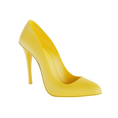 Aufkleber - Yellow High Heels Wooman Shoes Icon in Clay Style. 3d Rendering