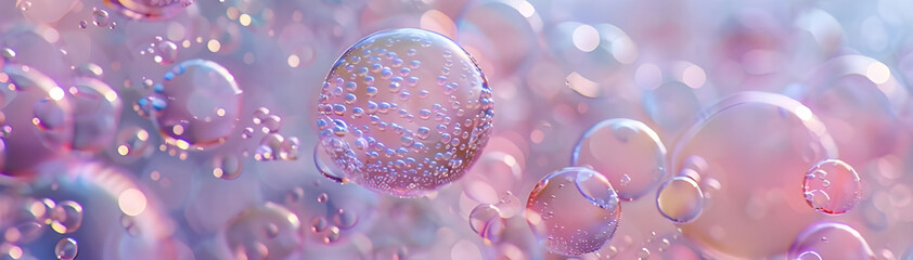 Poster - Abstract image featuring bubbles and bokeh effects in soft pastel colors, creating a dreamy and delicate visual experience.