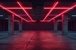 © Александр Марченко - Empty parking lot glowing with red neon lights