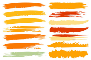 a collection of horizontal brush strokes in shades of orange and yellow