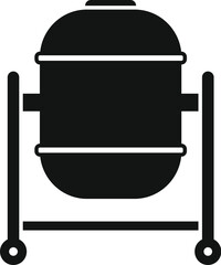 Poster - Black silhouette of a mobile concrete mixer standing on wheels, used for construction purposes