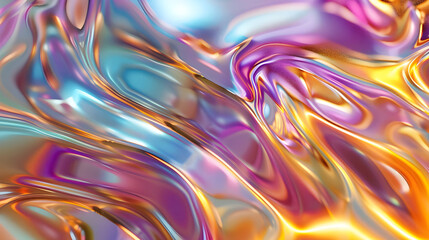 Poster - Vibrant and colorful fluid abstract art featuring dynamic swirls and flowing shapes in blue, purple, and gold hues.