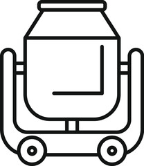 Poster - simple linear icon of a concrete mixer machine used for building construction