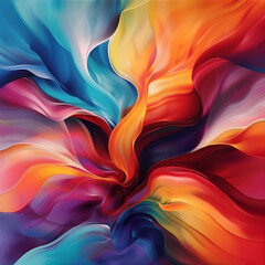 Poster - Abstract image showcasing vibrant swirling patterns in rich colors, blending seamlessly to create a dynamic and mesmerizing visual effect.