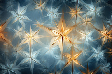 Poster - Ornament of golden star shaped flowers on blue background