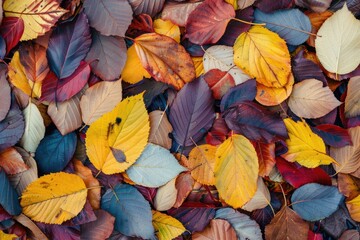 Poster - Autumn foliage scattered on grassy surface