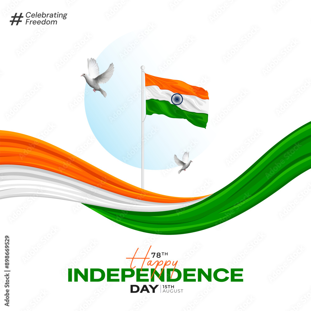 15th August Indian Independence Day 78th Celebration Stock Vector ...