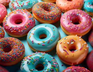  Sweet Donut Background- An isolated image of colorful donuts with sprinkles, suitable for ba_1(423)