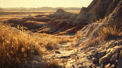 Aufkleber - A single dirt path in a vast desert landscape