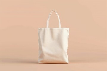 Aufkleber - A simple yet stylish white tote bag sitting on a neutral beige surface, great for everyday use or as a prop in your photography project