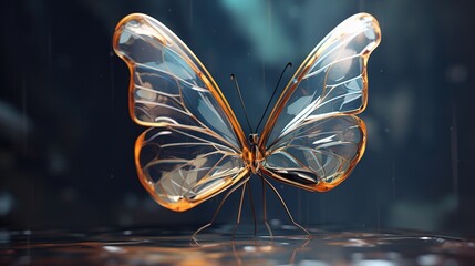 Wall Mural - A sketch of a Glasswing butterfly with transparent wings.