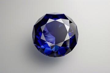 Big blue luxury sapphire diamond on grey background.Macro.AI Generative.