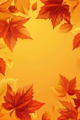 Poster - A collection of autumn leaves on a bright yellow background, perfect for seasonal designs and layouts