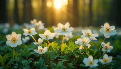 Wall Mural - white spring flowers