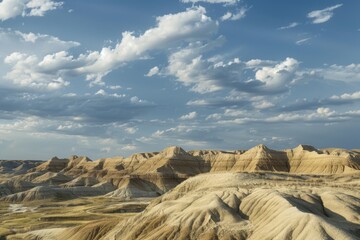 Aufkleber - A scenic view of a desert with a few clouds in the sky, suitable for use in travel or adventure-themed projects
