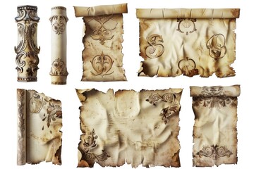 Poster - A bundle of vintage scrolls with yellowed paper and worn edges, perfect for historical or educational uses