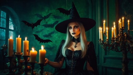 witch in hat, halloween concept