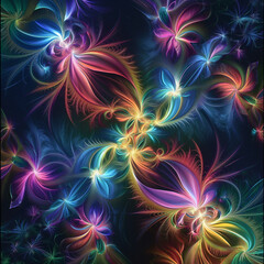 Wall Mural - abstract neon fractal background
