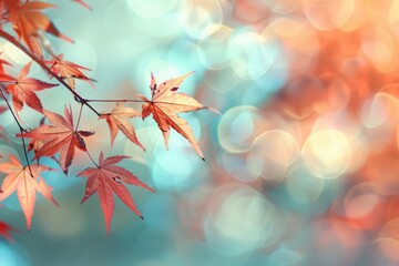 Wall Mural - A detailed view of a tree branch covered in vibrant red leaves