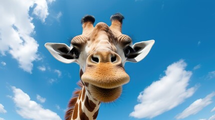 Wall Mural - A giraffe looks up at the sky