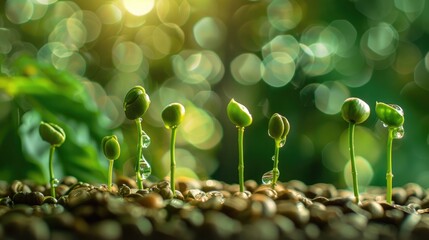 Canvas Print - Green sprouting coffee beans