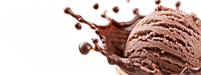 Wall Mural -  A cone filled with a scoop of chocolate ice cream, topped with chocolate drizzle