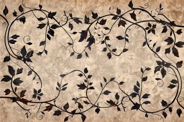 Poster - Decorative wall with lush green vines and colorful leaves