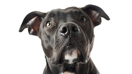 Wall Mural - Black American Pit Bull Terrier on white background