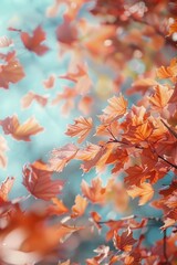 Poster - A detailed view of a cluster of leaves on a tree branch, with intricate details and textures