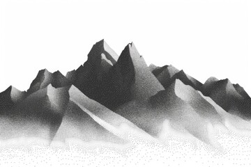 Poster - A classic black and white photograph of a majestic mountain range with rugged peaks and valleys