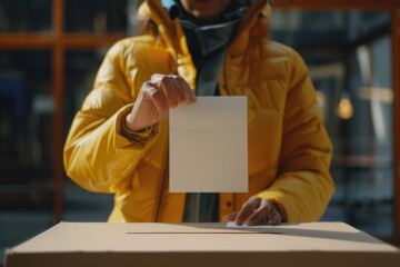 Poster - A person stores a document in a file folder