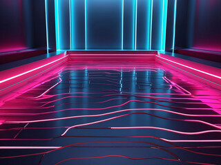 Wall Mural - Abstract futuristic neon light background