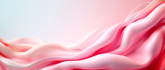  A pink and white abstract backdrop with a flowing, smooth wave of light liquid down the image's center Background features a tranquil, light blue sky