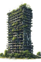 Poster - A high-rise building with lush greenery covering its rooftop, providing a unique urban oasis