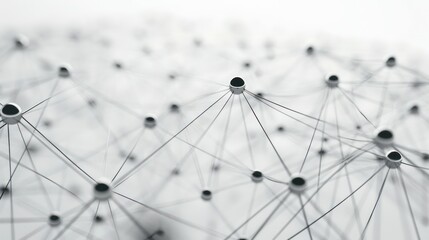 abstract interconnected network of nodes on a blurred white background