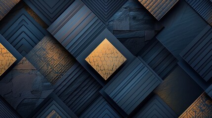 Wall Mural - Abstract Geometric Pattern in Blue and Gold