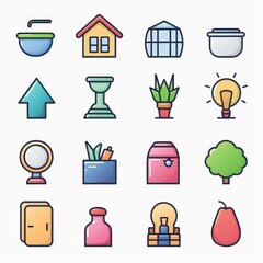 Poster - A collection of colorful icons on a clean white surface, perfect for highlighting various ideas or themes